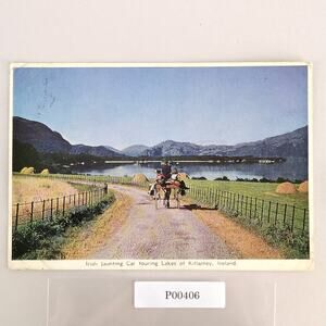 Irish Jaunting Car Tour Lakes of Killarney Ireland 1950s Postcard Souvenir Irish